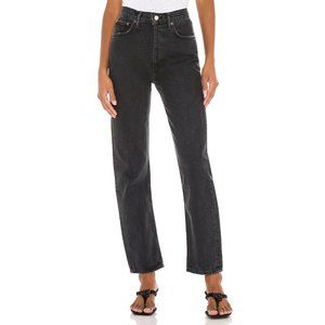 Agolde 90's Pinch Waist Jeans in Black Tea 28 High Rise Straight Leg Button Fly